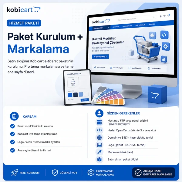 Kobicart Paket Kurulum + Markalama